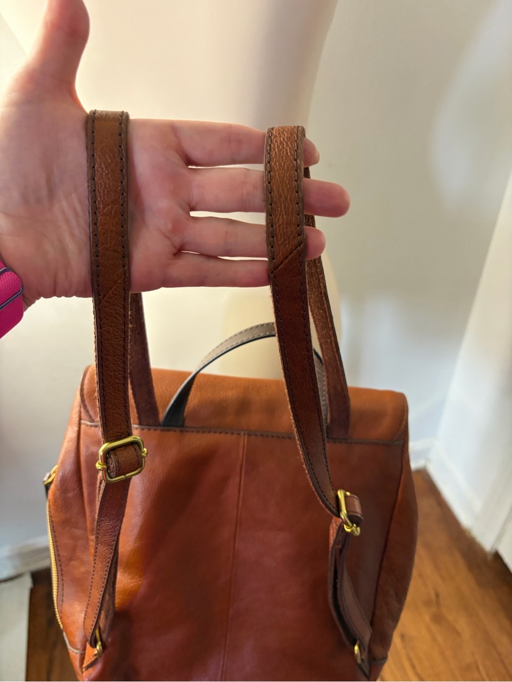 Fossil Claire Chestnut Brown Leather Backpack - Picture 8 of 11